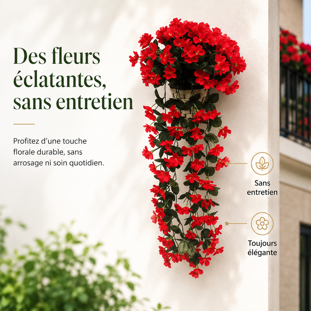 Élégante décoration florale suspendue FloralGrace, idéale pour événements ou quotidien.