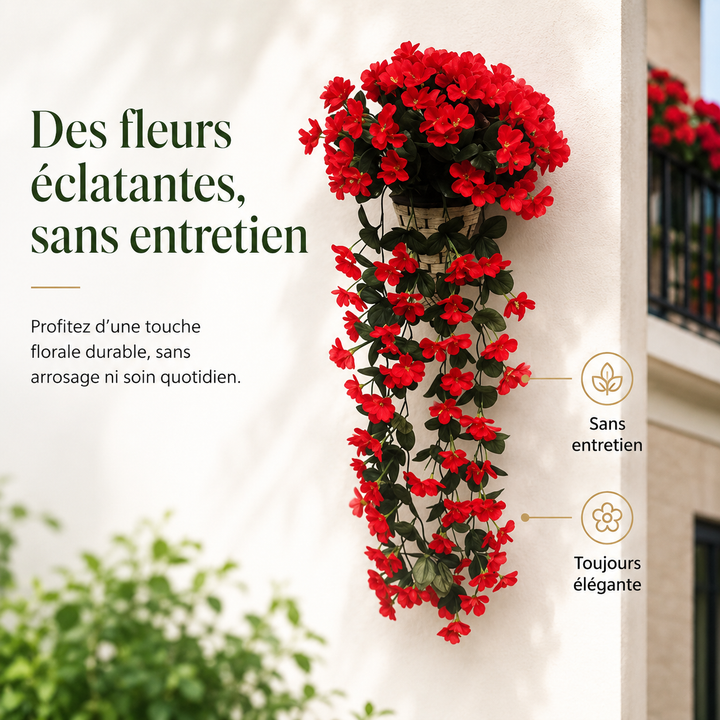 Élégante décoration florale suspendue FloralGrace, idéale pour événements ou quotidien.