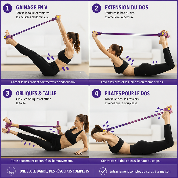 Bande de résistance FormMaster compacte, portable pour entraînement fitness à domicile ou en voyage.
