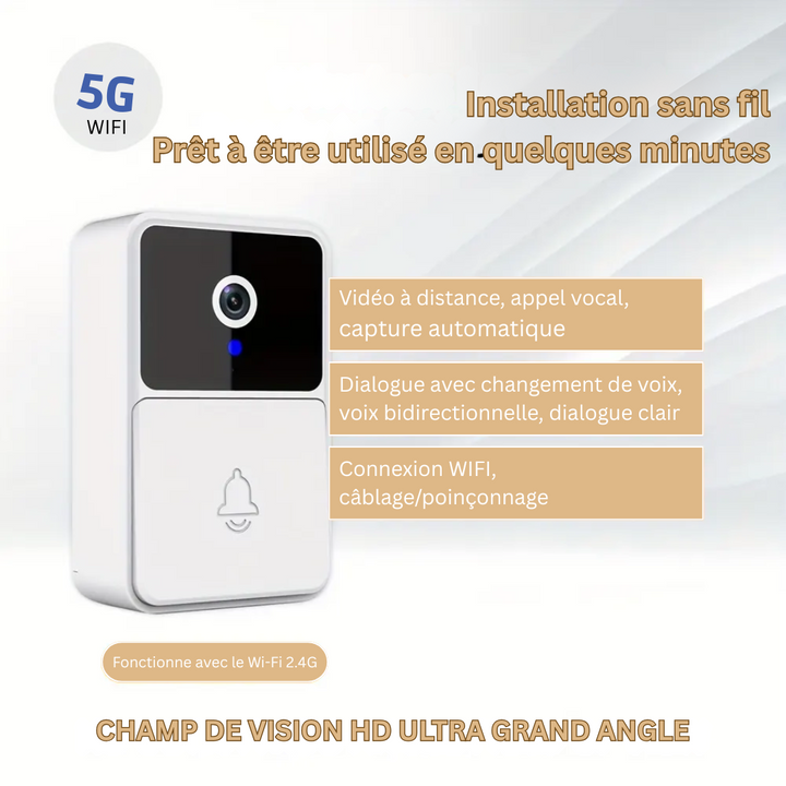 Système de vidéosurveillance LuxGuard : sonnette connectée HD avec WiFi et vision nocturne pour votre porte.