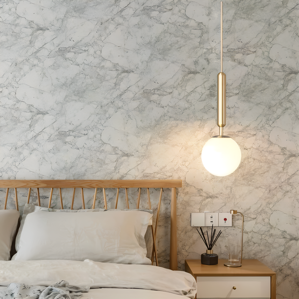 Globe lumineux LED, suspension nordique, éclairage moderne pour chambre zen.