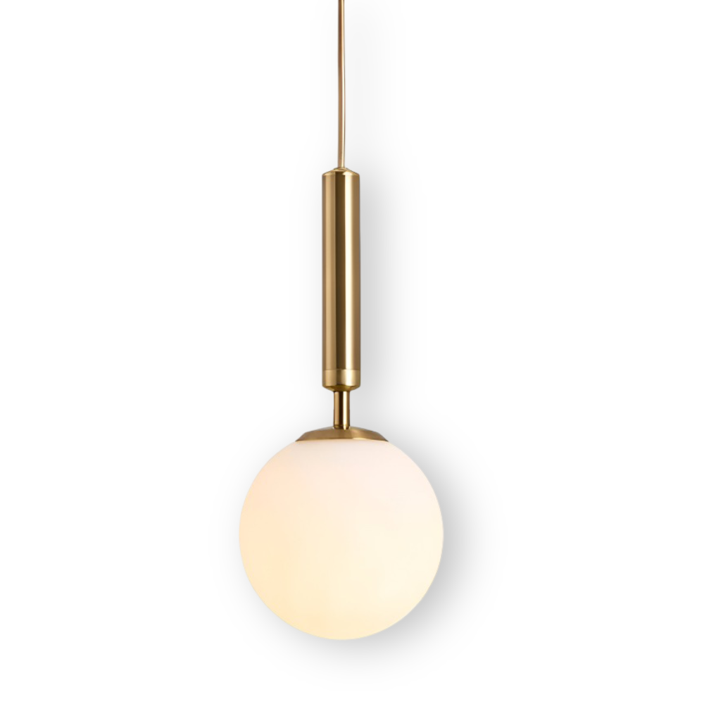 Lampe design chambre, suspension LED, globe lumineux pour un intérieur zen.