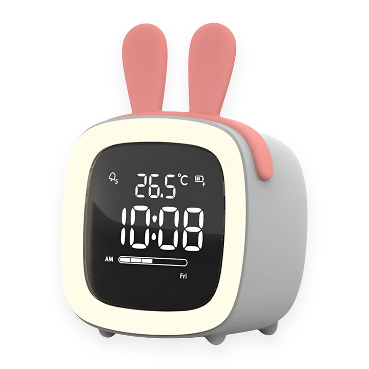 Réveil LED enfant chat, veilleuse douce pour la nuit, décoration ludique.