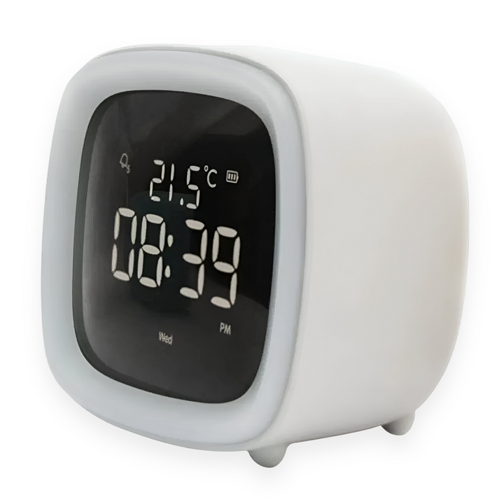 Réveil enfant mignon avec veilleuse programmable LED, design universel.