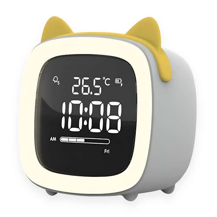 Horloge chambre enfant LED, avec fonction réveil et veilleuse, design animalier.