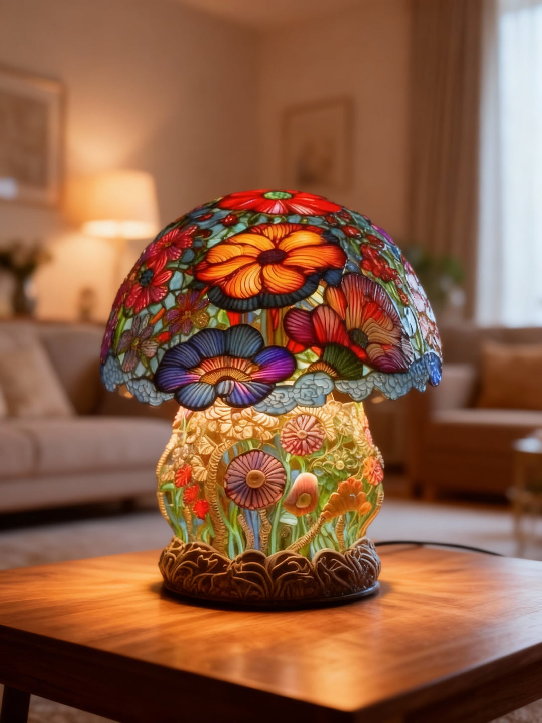 Lampe décorative champignon floral pour ambiance douce, design unique. Idéale veilleuse intérieure.
