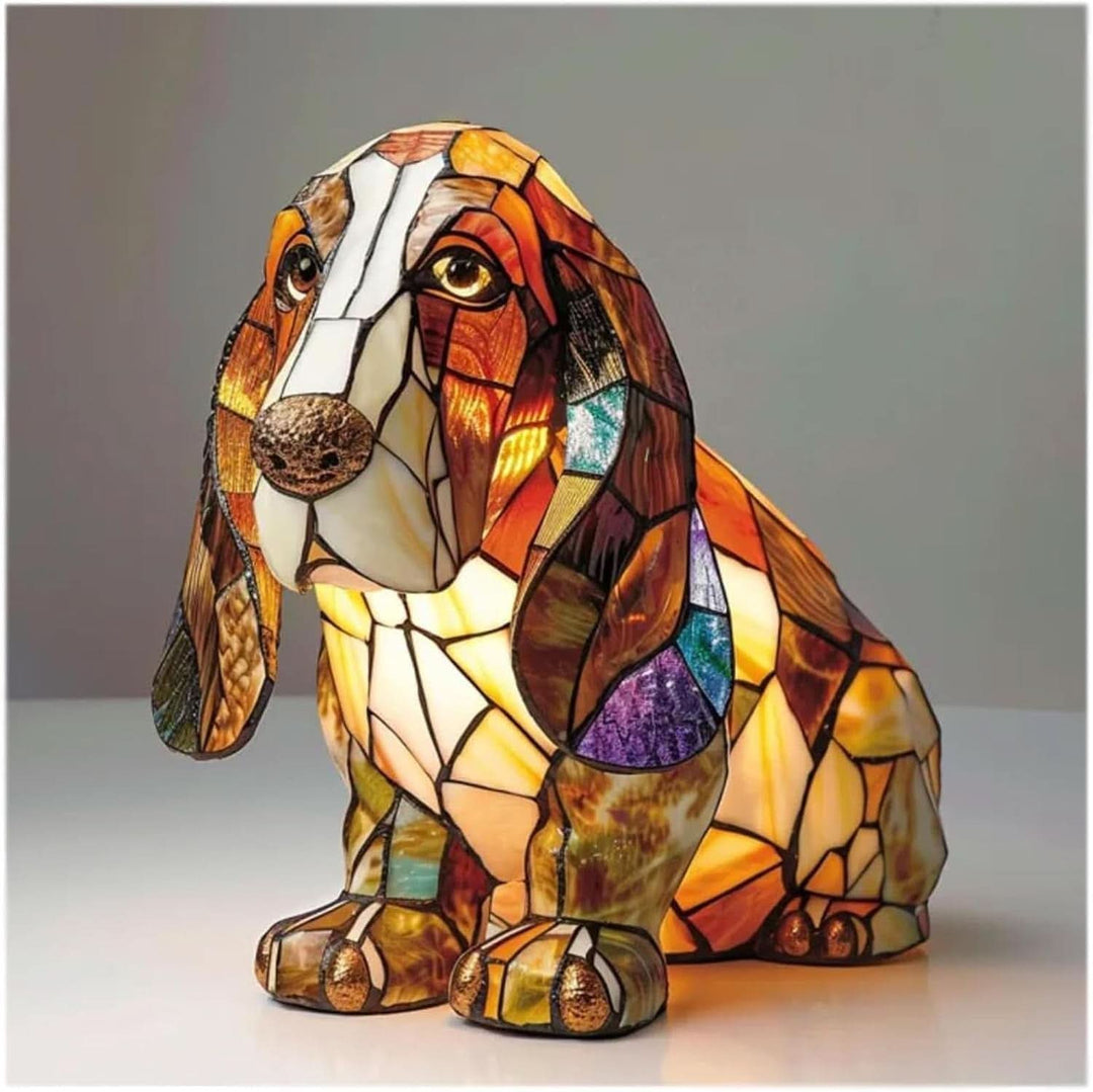 Lampe de nuit LED statuette chien adorable, lumière décorative pour chambre d'enfant ou salon.