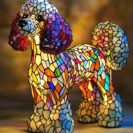 Lampe statuette chien adorable, lumière LED pour créer une ambiance chaleureuse dans la maison.