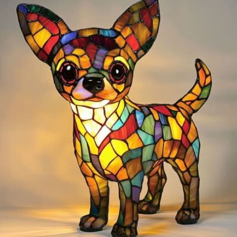 Chien LED lumineux, statuette lampe de nuit pour chambre à coucher ou ambiance douce.