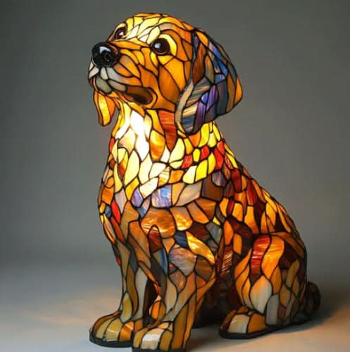 Lampe décorative LED chien, statuette adorable pour une ambiance cosy à la maison.
