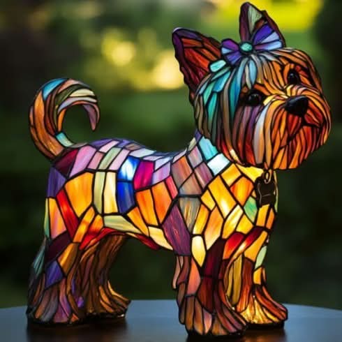 Statuette chien adorable LED, lampe de nuit pour une ambiance douce et enfantine.
