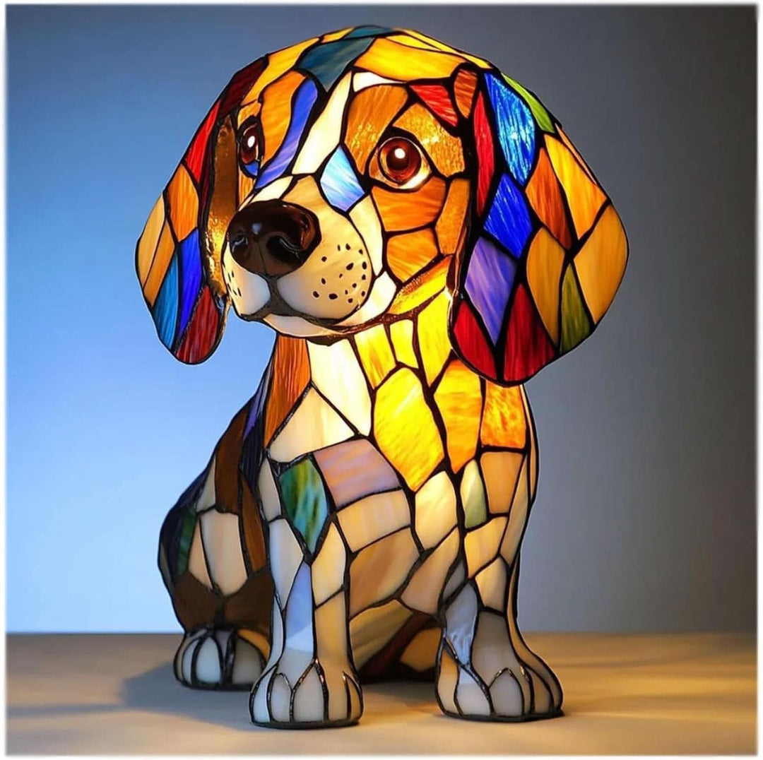 Chien statuette lumineuse LED, lampe de nuit pour créer une ambiance douce et animale.