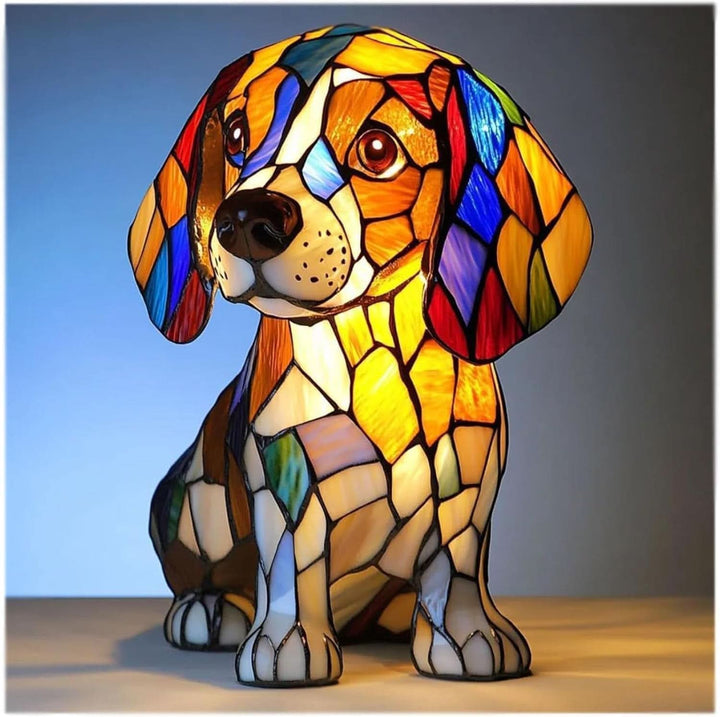 Chien statuette lumineuse LED, lampe de nuit pour créer une ambiance douce et animale.