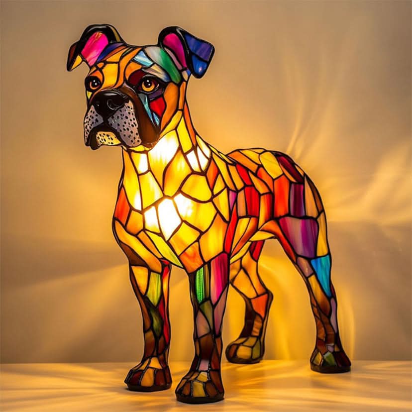 Lampe de nuit LED motif chien, statuette lumineuse adorable pour décoration intérieure.