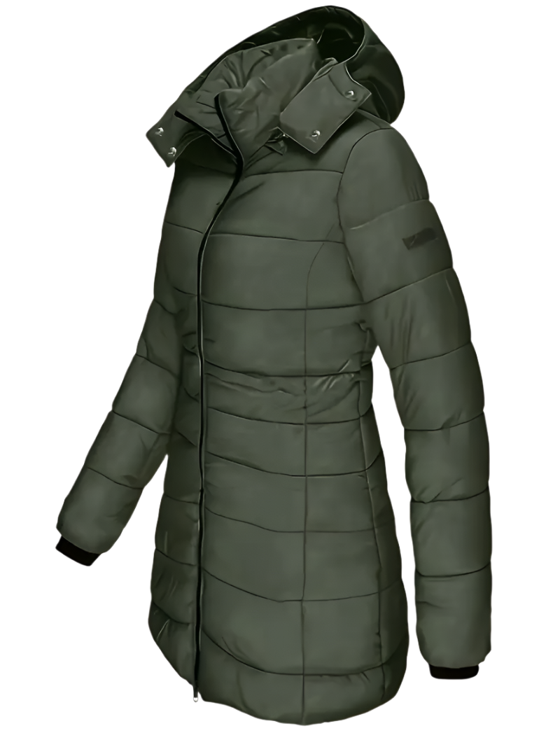 Veste mi-longue femme, imperméable et coupe-vent, style urbain élégant pour l'hiver.