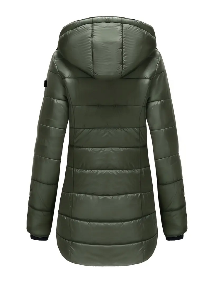 Manteau d'hiver femme chaud, confortable et imperméable, coupe mi-longue.