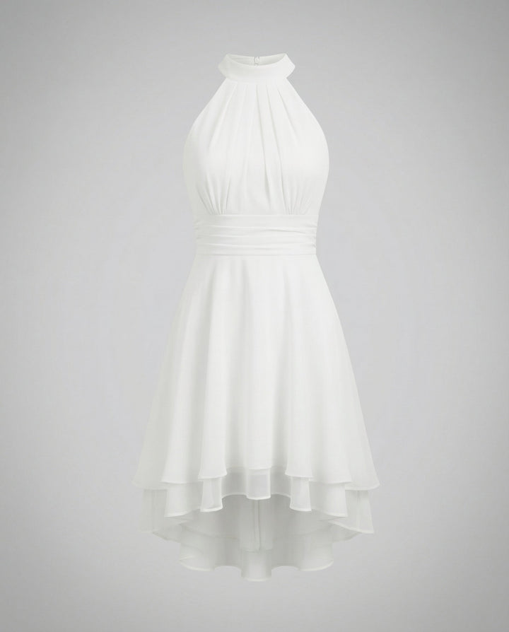 Vêtements femme : robe élégante, mini plissée, sans manches, idéale pour les fêtes d'été.