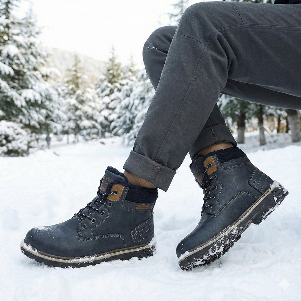 Chaussures homme hiver doublées, résistantes au froid. Bottes confortables pour le quotidien et extérieur.