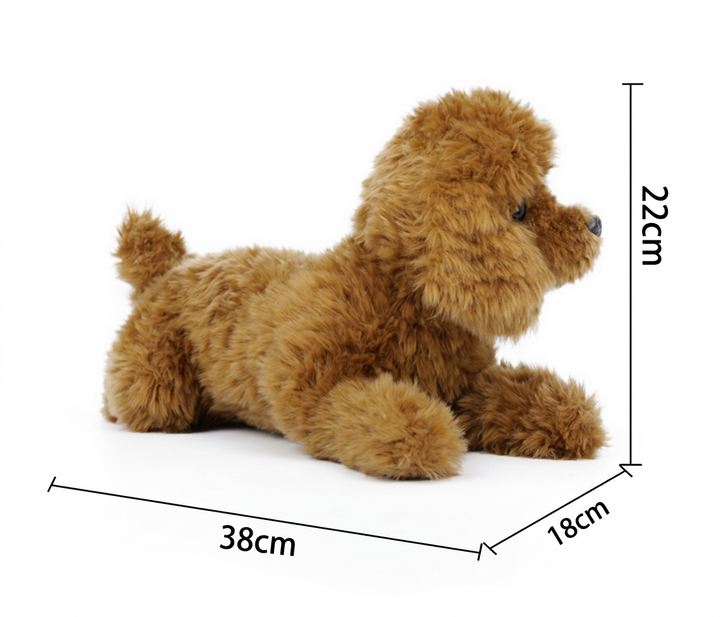 Superbe peluche chien réaliste de 40cm, douce et câline. Le jouet idéal pour accompagner les enfants au quotidien.