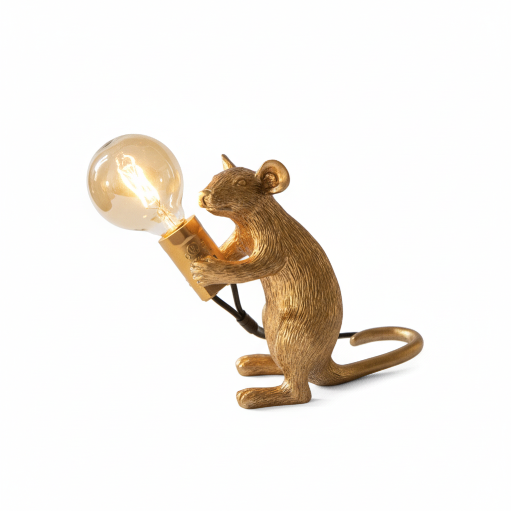Lampe de table originale "Doctor Mousey" en résine. Lampe design avec souris décorative, idéale pour objet déco.