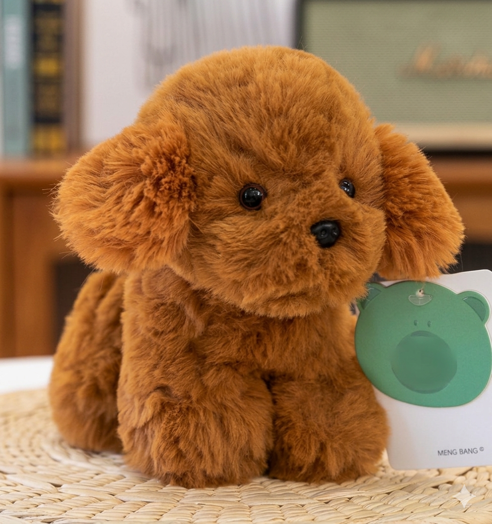 Grande peluche chien réaliste de 40cm en polyester doux. Idéal pour les enfants, un cadeau parfait pour câliner.
