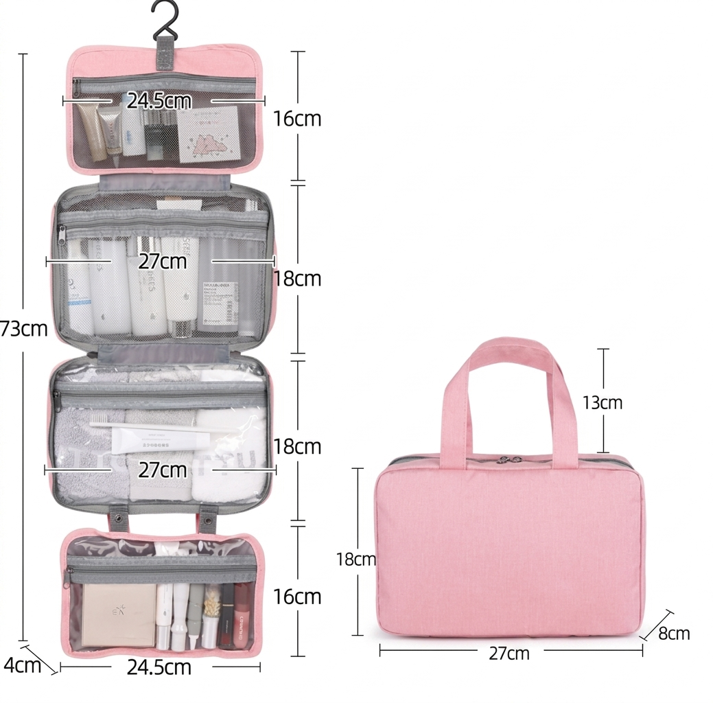 Organisateur unisexe pour maquillage et produits de beauté, portable et étanche, idéal pour toutes les aventures.
