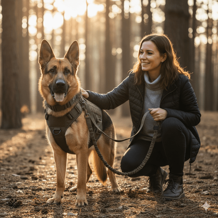 Harnais chien rembourré, confort maximal, parfait longues promenades et entraînement.