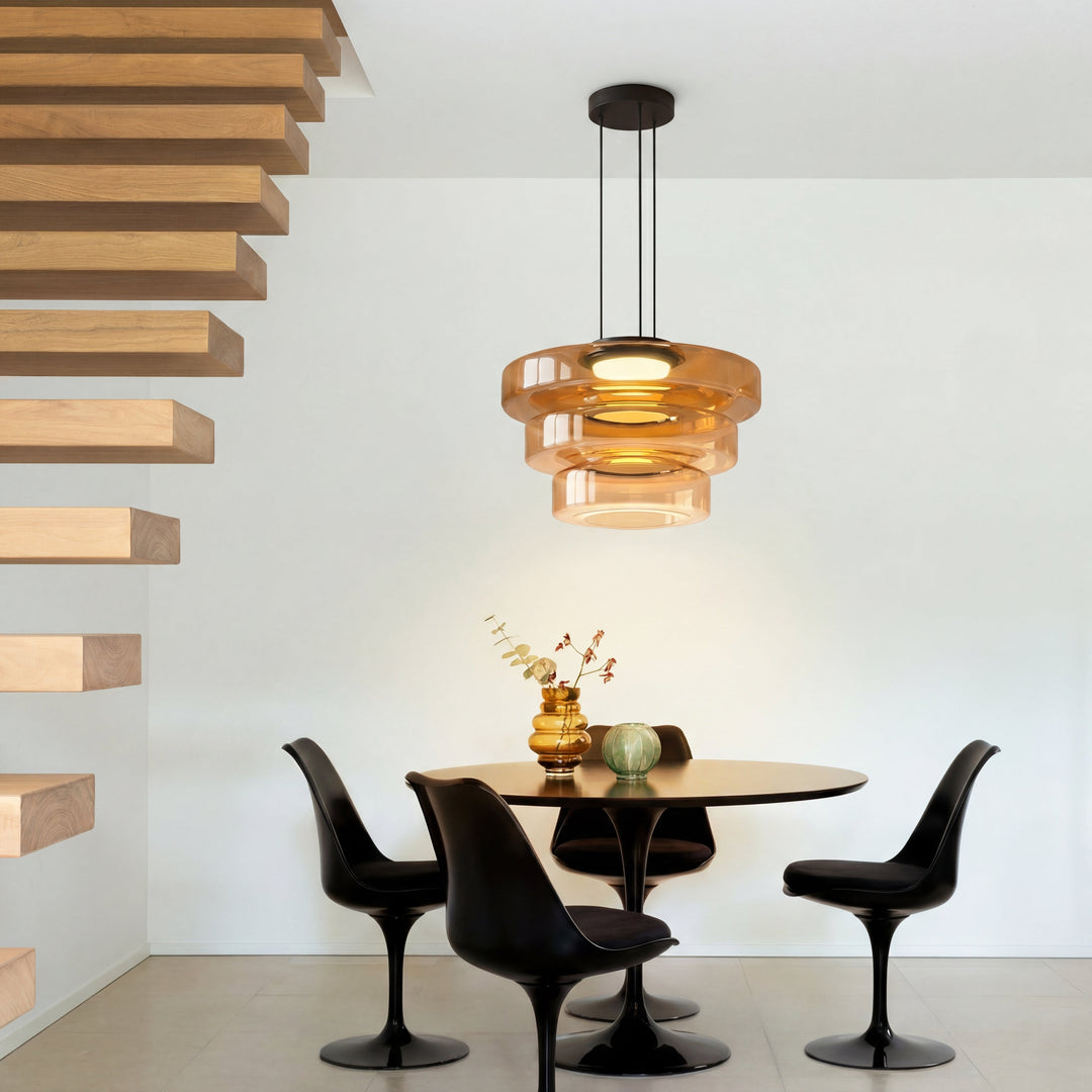 Éclairage design intérieur, suspension moderne Bauhaus nordique en verre pour salon.