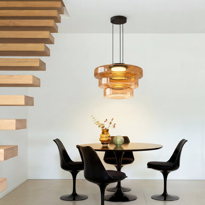 Éclairage design intérieur, suspension moderne Bauhaus nordique en verre pour salon.