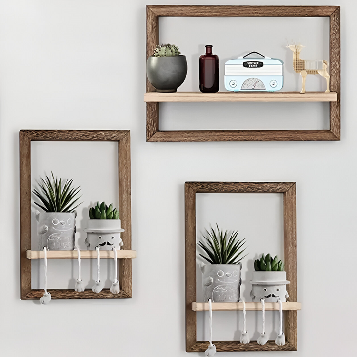 Rangement mural géométrique moderne, cette étagère flottante noire optimise l'espace de votre intérieur.