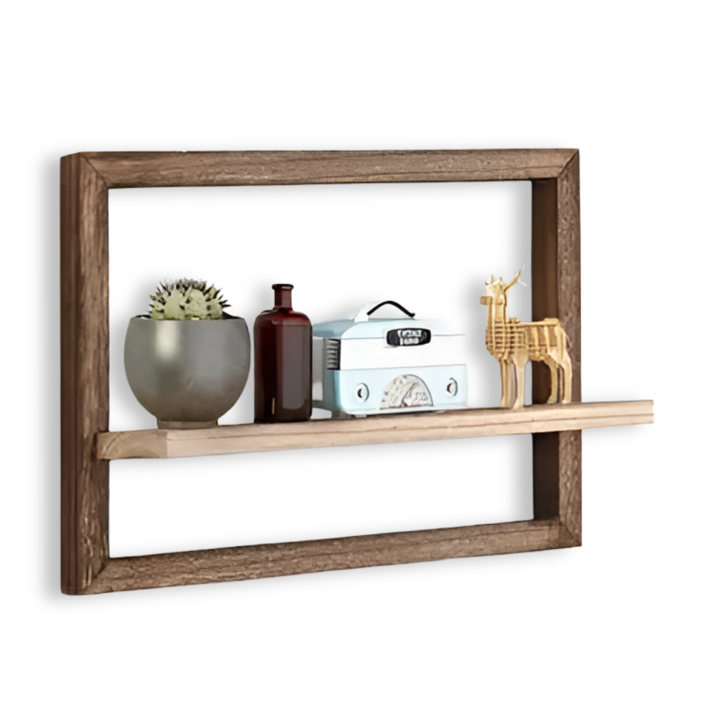 Organisation maison avec étagère murale flottante, design géométrique pour rangement élégant et discret.
