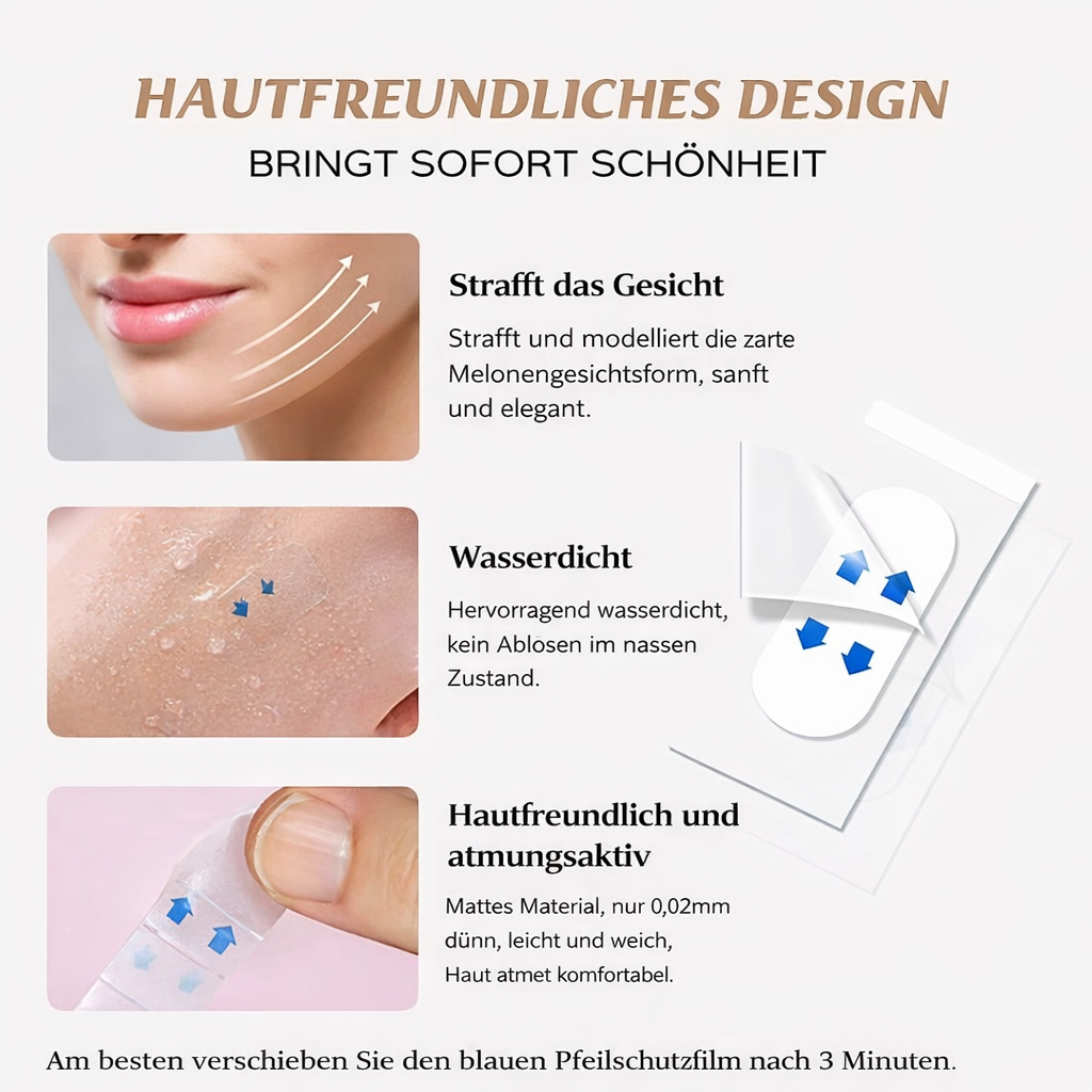 Bandes de lifting visage confortables et invisibles pour femmes. Effet instantané anti-âge, peau ferme et belle.