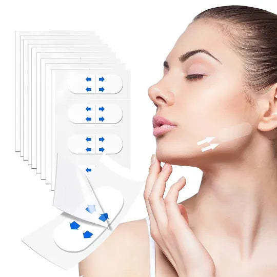 Bandes lifting visage invisibles pour femmes. Effet instantané anti-âge, peau ferme et rajeunie.