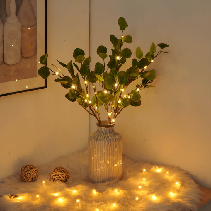 Lampe LED branche naturelle, design floral unique. Parfaite comme lampe de table ou veilleuse décorative.
