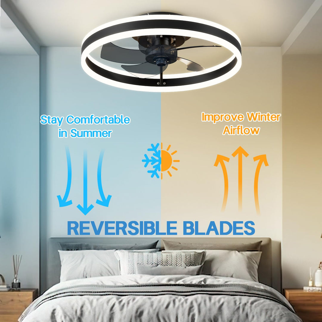 Ventilateur de plafond silencieux avec lumière LED et télécommande, améliorant le confort et l'ambiance intérieure.