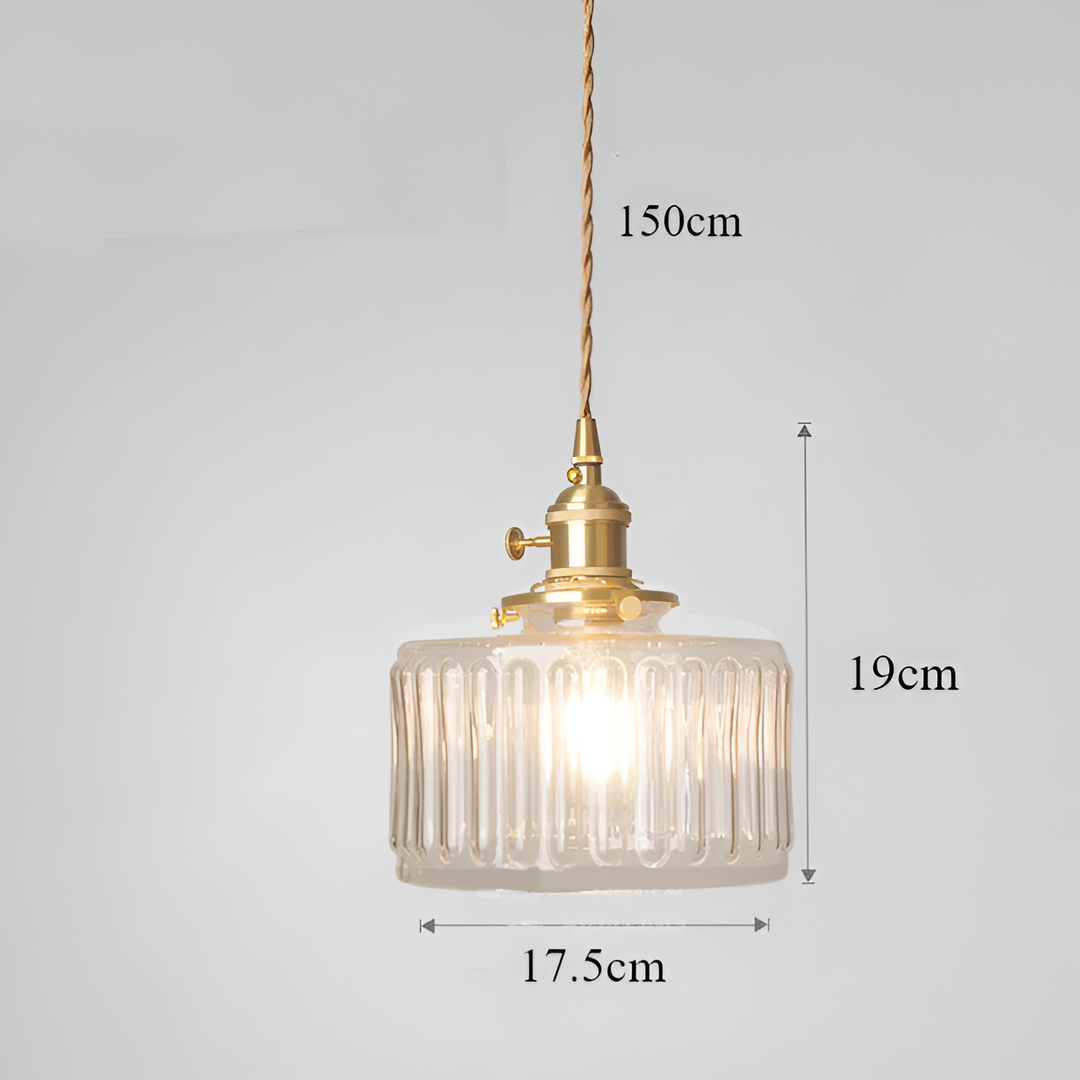 Suspension décorative cylindrique vintage GlamourGlass, un éclairage intérieur unique et moderne.