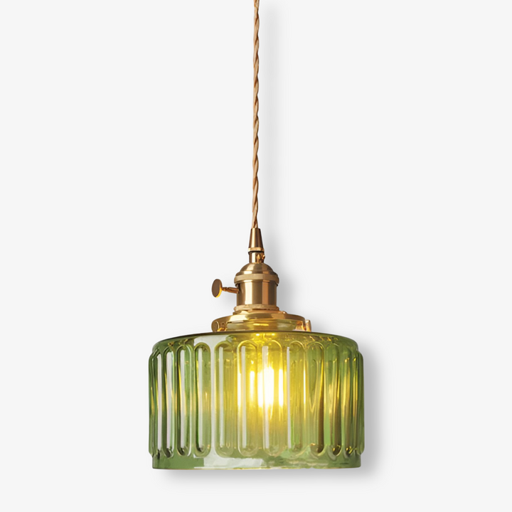 Luminaire suspension cylindrique vintage, design polyvalent, parfait pour toute décoration intérieure.