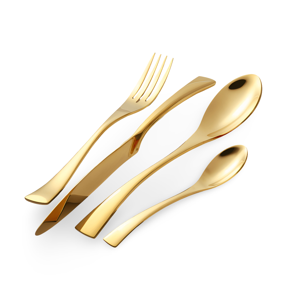 Set de 5 couverts de table épurés, design élégant et durable, parfait pour une cuisine moderne et des repas chics.