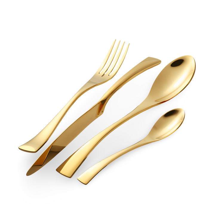 Set de 5 couverts de table épurés, design élégant et durable, parfait pour une cuisine moderne et des repas chics.