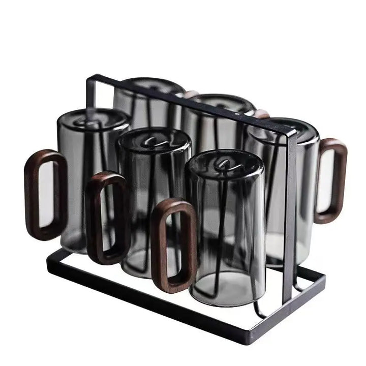 Verre isolant design, anse bois. Pour savourer café, thé ou jus, chaud ou froid.