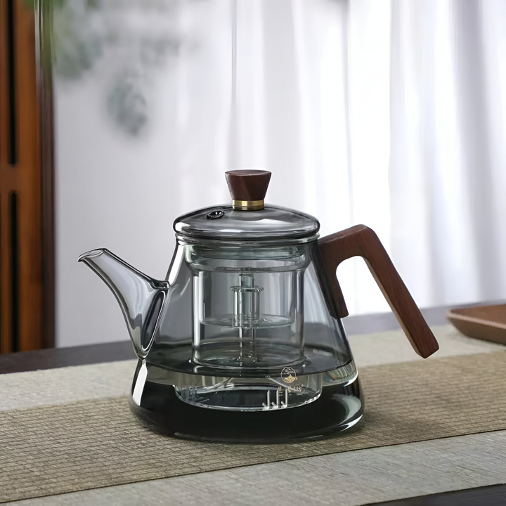 Théière transparente 900ml en verre, avec infuseur, pour admirer l'infusion du thé ou tisane.
