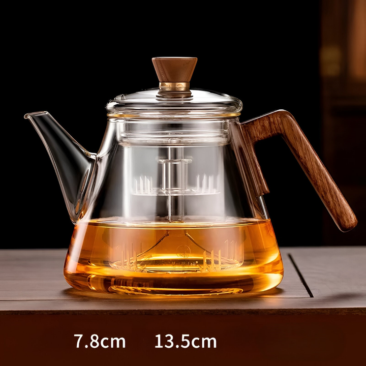 Théière élégante en verre 900ml avec infuseur amovible, pour un thé et une tisane savoureux.