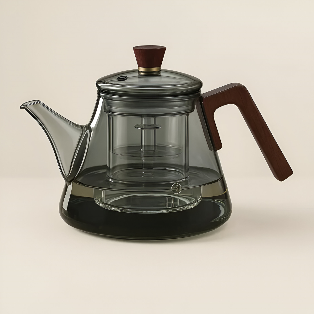 Élégante théière en verre 900ml avec infuseur pour un thé ou une tisane parfaite.