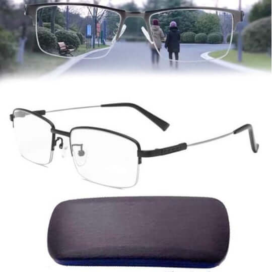 Solution pour la presbytie: lunettes progressives pour une vision fluide, sans changer de paire.