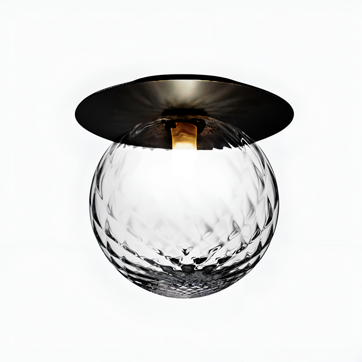 Plafonnier noir, globe lumineux. Décoration intérieure élégante pour salon ou chambre.