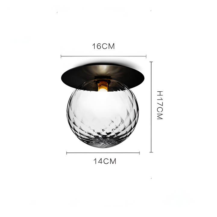 Plafonnier LED noir, boule design. Éclairage contemporain pour salon, touche sophistiquée.