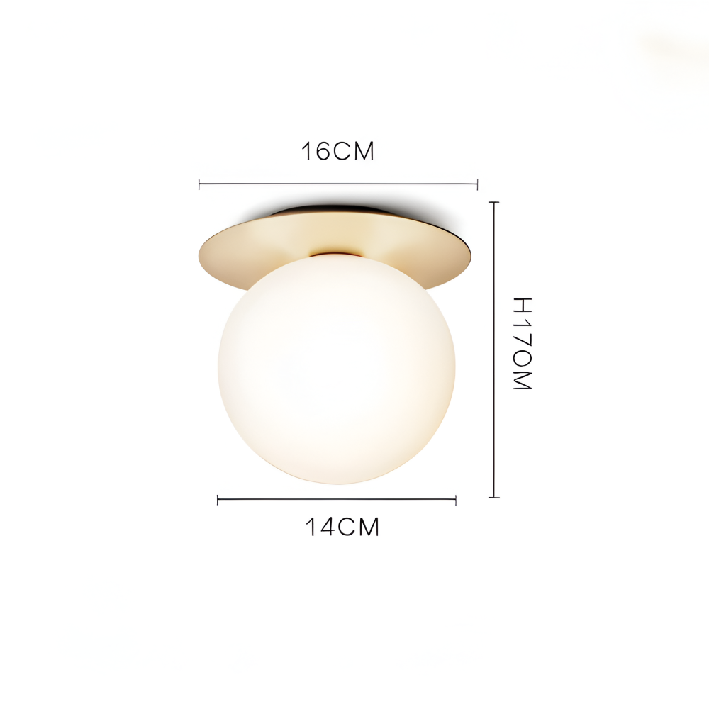 Lampe de plafond boule dépolie, lumière LED. Ambiance apaisante pour chambre ou salon.