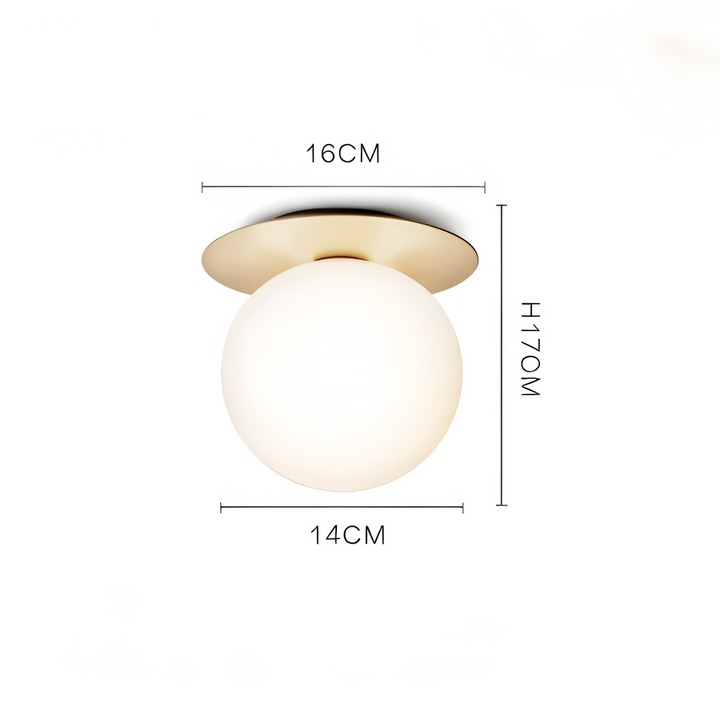 Lampe de plafond boule dépolie, lumière LED. Ambiance apaisante pour chambre ou salon.