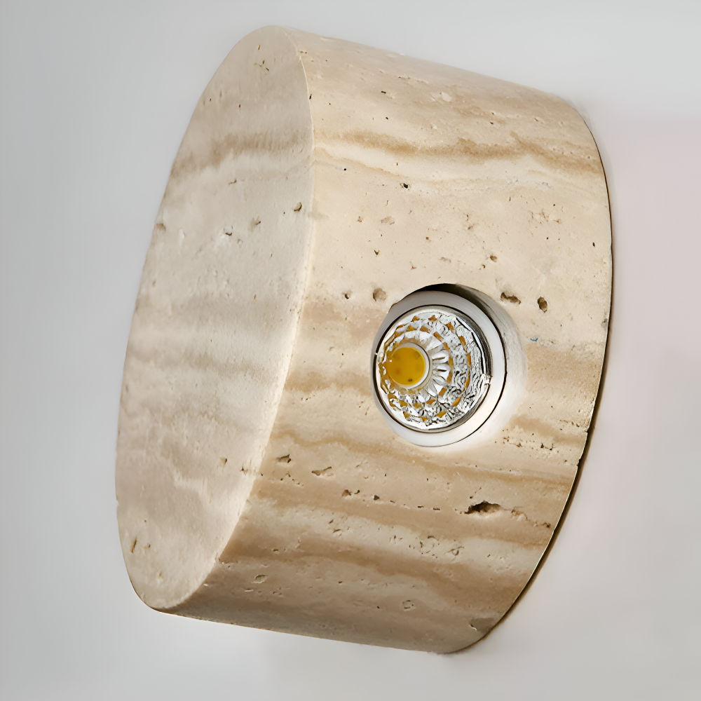 Lampe murale LED ronde beige. Style Wabi Sabi. Idéale pour un éclairage d'appoint chaleureux et décoratif.