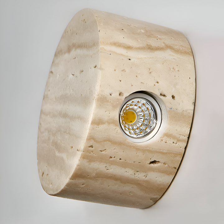 Lampe murale LED ronde beige. Style Wabi Sabi. Idéale pour un éclairage d'appoint chaleureux et décoratif.